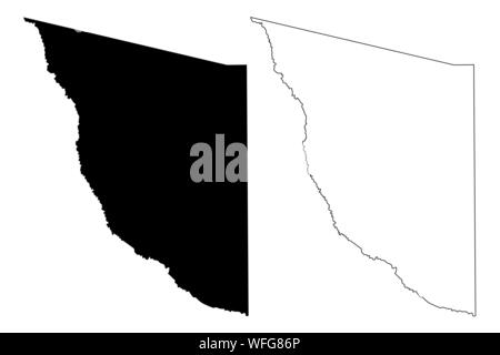 Presidio County, Texas (contee in Texas, Stati Uniti d'America,USA, Stati Uniti, US) mappa illustrazione vettoriale, scribble schizzo Presidio mappa Illustrazione Vettoriale