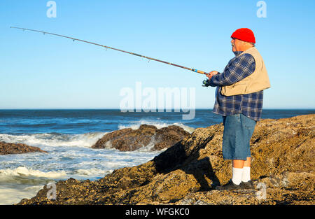 Surf, pesca Yachats parco statale, Oregon Foto Stock