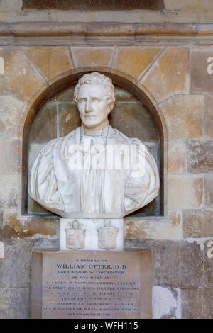 Memoriale al Signore il vescovo William Otter in Chichester Cathedral in Chichester, una città e capoluogo di contea di West Sussex, Inghilterra meridionale, Regno Unito Foto Stock