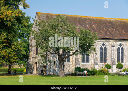 La Guildhall, un medievale convento dei Francescani, in Priory Park a Chichester, una città e capoluogo di contea di West Sussex, south coast Inghilterra, Regno Unito Foto Stock