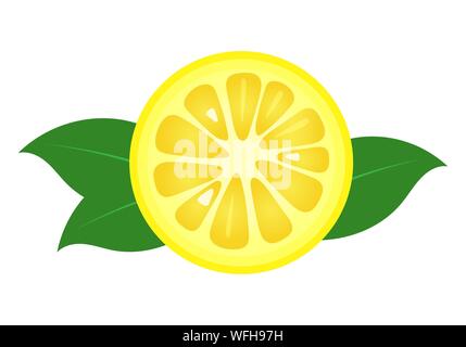Limone fruit slice closeup icona, tondo di limone. Logo design, piatta illustrazione vettoriale. Illustrazione Vettoriale