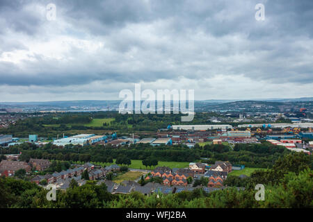 Vista in direzione di Sheffield da Rotherham Foto Stock