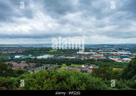 Vista in direzione di Sheffield da Rotherham Foto Stock