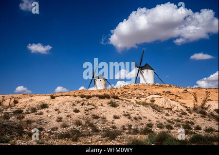 Mulini a vento di Don Quijote de la Mancha Tembleque Spagna Foto Stock