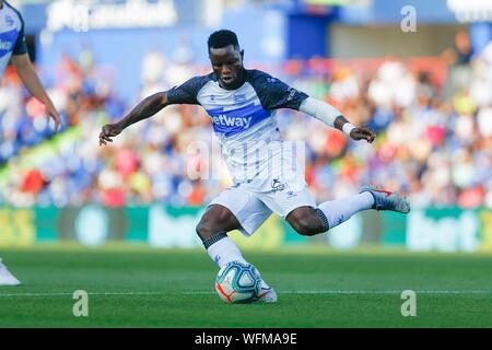 Spagna, 31 agosto 2019. Madrid, Spagna. 31 Agosto, 2019. WAKASO DURANTE IL MACTH GETAFE CF VERSUS DEPORTIVO ALAVES ad Alfonso Perez Coliseum. Sabato, 31 agosto 2019. Credito: CORDON PREMERE/Alamy Live News Foto Stock