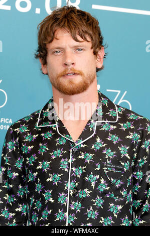 Venezia, Italien. Il 30 agosto, 2019. Jack O'Connell al Photocall a 'Seberg' presso la Biennale di Venezia 2019/76th Venice International Film Festival presso il Palazzo del Casinò. Venezia, 30.08.2019 | Utilizzo di credito in tutto il mondo: dpa/Alamy Live News Foto Stock