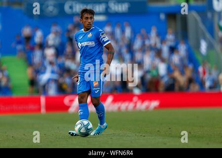 Spagna, 31 agosto 2019. Madrid, Spagna. 31 Agosto, 2019. DAMIAN DURANTE IL MACTH GETAFE CF VERSUS DEPORTIVO ALAVES ad Alfonso Perez Coliseum. Sabato, 31 agosto 2019. Credito: CORDON PREMERE/Alamy Live News Foto Stock