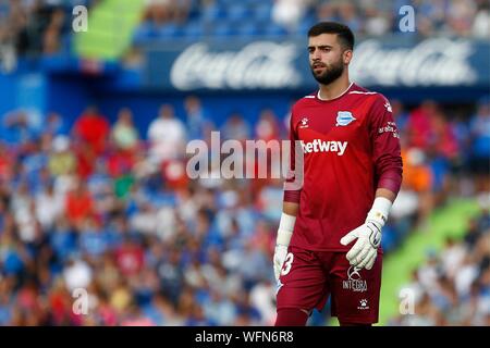 Spagna, 31 agosto 2019. Madrid, Spagna. 31 Agosto, 2019. SIVERA DURANTE IL MACTH GETAFE CF VERSUS DEPORTIVO ALAVES ad Alfonso Perez Coliseum. Sabato, 31 agosto 2019. Credito: CORDON PREMERE/Alamy Live News Foto Stock