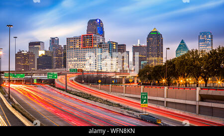 Dallas skyline al tramonto Foto Stock