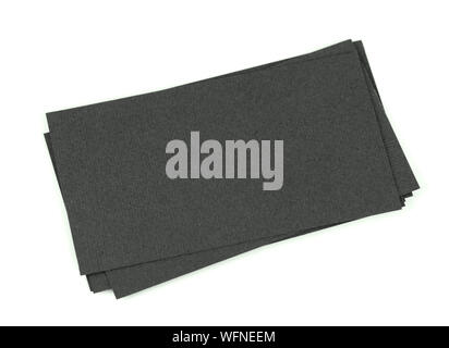 Mock up del vuoto nero business cards pila a ventaglio. Identity design, modelli aziendali, azienda stile, blank business cards isolato su bianco Foto Stock