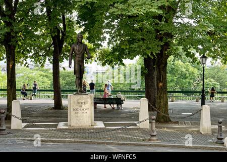 La Svizzera di Ginevra, Treille promenade, statua in bronzo di Charles Pictet de Rochemont Foto Stock