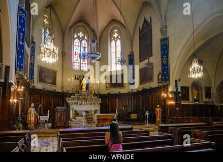 Francia, Alpes-Maritimes, Cannes, quartiere Suquet, dentro la chiesa di Notre Dame d'Espérance Foto Stock