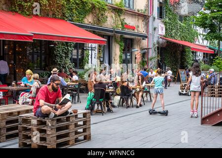 La Georgia, Tbilisi, Chugureti district, La Fabrika è un alternativa multifunzionale centro culturale ospitato in un ex sovietica fabbrica di cucitura Foto Stock