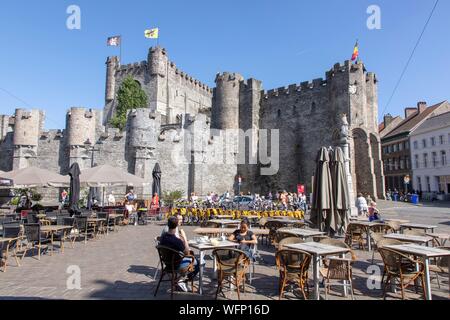 Belgio Fiandre Orientali, Gand, il Castello dei Conti delle Fiandre (Gravensteen) costruita nel 1180 Foto Stock