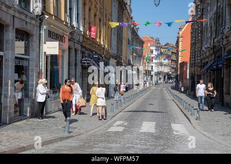 Francia, Nord, Lille, vecchia Lille, le facciate storiche di rue de la Monnaie Foto Stock