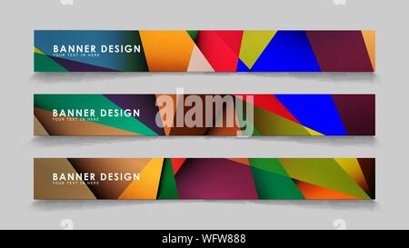 Abstract vettore rettangolare banner con geometrica coloratissimi sfondi sfumati Illustrazione Vettoriale