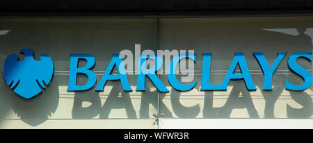 Segno di Barclays Bank di Londra, Regno Unito Foto Stock