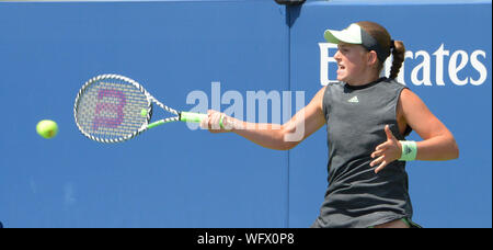 New York, Stati Uniti d'America. 31 Agosto, 2019. Giorno 6 Jelena Ostapenko (LAT) nel terzo round match Credito: Roger Parker/Alamy Live News Foto Stock