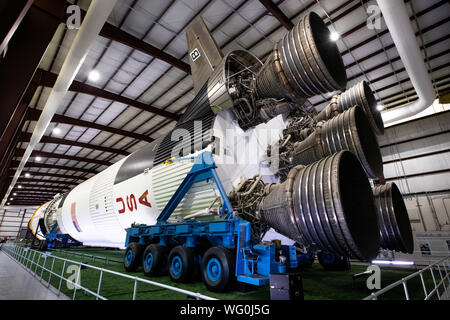 Saturn V rocket presso la NASA Johnson Space Center Houston, Texas Foto Stock