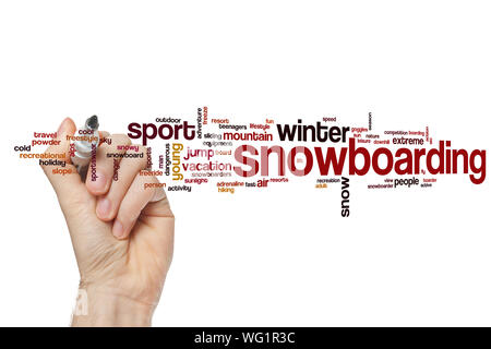 Snowboard parola concetto di cloud Foto Stock