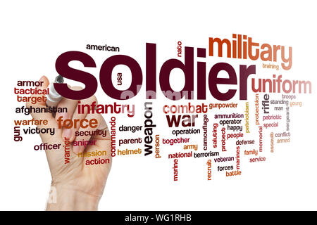 Soldato parola concetto di cloud Foto Stock