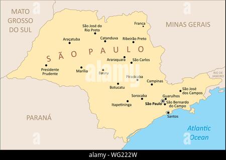 Sao Paulo membro regione mappa Illustrazione Vettoriale