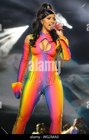 Philadelphia, PA, Stati Uniti d'America. 31 Agosto, 2019. Cardi B esegue al 2019 Made in America Festival di Benjamin Franklin Parkway a Filadelfia, Pensilvania il 31 agosto 2019. Credito: Walik Goshom/media/punzone Alamy Live News Foto Stock