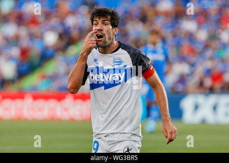 Getafe, Spagna. 31 Agosto, 2019. Manu Garcia del Deportivo Alaves in azione durante la Liga match tra Getafe CF e Deportivo Alaves al Colosseo Alfonso Perez.(punteggio finale: Getafe CF 1-1 Deportivo Alaves) Credito: SOPA Immagini limitata/Alamy Live News Foto Stock