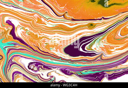 Olio colorato bolle di inchiostro e cadute. Modello astratto di struttura mista sullo sfondo Foto Stock