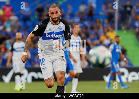 Getafe, Spagna. 31 Agosto, 2019. Aleix Vidal del Deportivo Alaves in azione durante la Liga match tra Getafe CF e Deportivo Alaves al Colosseo Alfonso Perez.(punteggio finale: Getafe CF 1-1 Deportivo Alaves) Credito: SOPA Immagini limitata/Alamy Live News Foto Stock