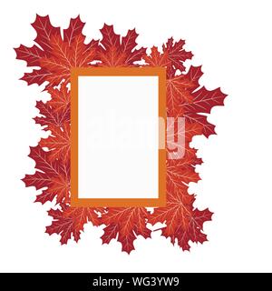 Foglie di autunno telaio autunno cadono le foglie colorate sullo sfondo. Vettore. Illustrazione Vettoriale