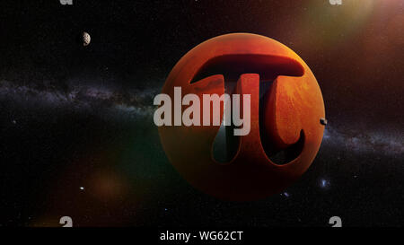 Il simbolo pi e il pianeta Marte, costante matematica nello spazio esterno Foto Stock