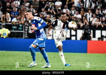 Torino, Italia. 31 Ago, 2019. Durante la serie di una partita di calcio tra Juventus e Napoli. La Juventus ha vinto 4-3 su Napoli, presso lo stadio Allianz, a torino, Italia il 31 agosto 2019 (foto di Alberto Gandolfo/Pacific Stampa) Credito: Pacific Press Agency/Alamy Live News Foto Stock