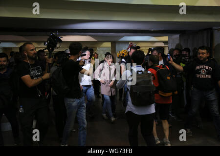 Agosto 31st, Mosca, Russia. Lyubov Sobol partecipare a manifestazioni di protesta per consentire l'Indipendent i candidati a partecipare alle elezioni per la città cou Foto Stock