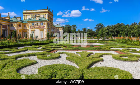 / Varsavia Polonia - Agosto 04 2019: Royal Wilanow Palace e il giardino di Varsavia. Residenza di re Giovanni III Sobieski Foto Stock