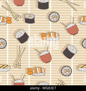 Vettore alimentare sushi pattern senza giunture Illustrazione Vettoriale