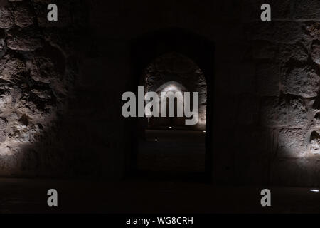 Il castello di Ajloun nel nord-ovest della Giordania. Paesi arabi e crociati fort. Foto Stock