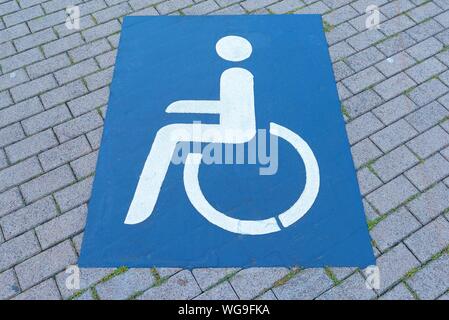 Pittogramma, parcheggio disabili, Turingia, Germania Foto Stock