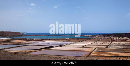 Lanzarote, Isole Canarie, saline Salinas de Janubio Foto Stock