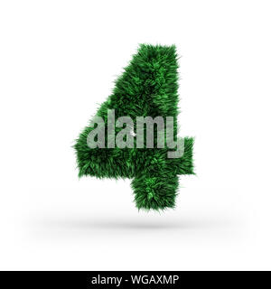 Lettere maiuscole verde e ecologia font. Quattro cifre. Il rendering 3D Foto Stock