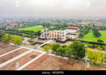 La cittadella di Hue. Imperial Palazzo reale della dinastia Nguyen in tinta, Vietnam. Un sito Patrimonio Mondiale dell'Unesco. Foto Stock