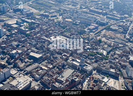 Il Nottingham City center dall'aria, East Midlands, England, Regno Unito Foto Stock