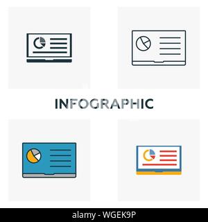 Una infografica icon set. Quattro elementi in diversi stili dal contenuto raccolta di icone. Creative icone infografico riempito, contorno, colorata e piatto Illustrazione Vettoriale
