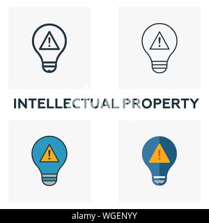 Proprietà intellettuale icona di contorno. Linea sottile elemento dal crowdfunding raccolta di icone. Interfaccia utente e UX. Pixel perfetta proprietà intellettuale icona per il web Illustrazione Vettoriale