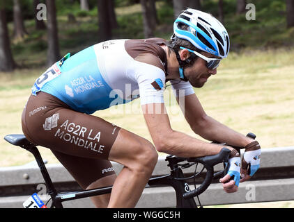 Erfurt, Germania. 01 Sep, 2019. Escursioni in bicicletta: UCI Europaserie - Germania Tour, fase 4, Eisenach - Erfurt (159, 50 km). Il Lussemburgo Ben Gastauer del Team AG2R La Mondiale in azione. Credito: Bernd Thissen/dpa/Alamy Live News Foto Stock