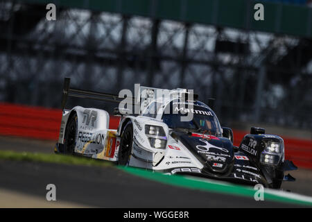 Silverstone, UK. 01 Sep, 2019. REBELLION RACING ribellione R13 pilotati da Nathanaël Berthon, Pipo Derani & Loic Duval durante il FIA World Endurance Championship sul circuito di Silverstone, Silverstone, in Inghilterra il 1 settembre 2019. Foto di Jurek Biegus. Credit: UK Sports Pics Ltd/Alamy Live News Foto Stock