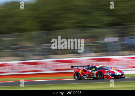 Silverstone, UK. 01 Sep, 2019. AF Corse Ferrari 488 GTE EVO Davide Rigon & Miguel Molina durante il FIA World Endurance Championship sul circuito di Silverstone, Silverstone, in Inghilterra il 1 settembre 2019. Foto di Jurek Biegus. Credit: UK Sports Pics Ltd/Alamy Live News Foto Stock