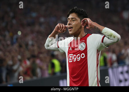 AMSTERDAM, Paesi Bassi - 28 agosto 2019: Edson Alvarez (Ajax) nella foto durante la seconda gamba del 2019/20 finale di UEFA Champions League Qualif finale Foto Stock