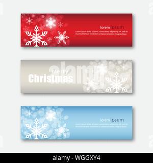 Set di Natale modello di pagina di intestazione. Semplice design orizzontale. In inverno gli sfondi a tema. Tre diversi colori. Illustrazione Vettoriale eps10. Illustrazione Vettoriale