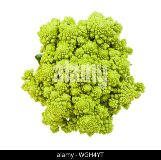 Vista dall'alto di freschi Broccolo romanesco isolati su sfondo bianco Foto Stock